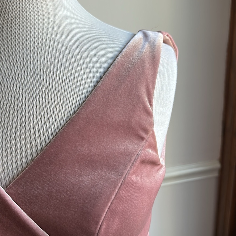 Revelry Dawson Velvet Bridesmaid Dress Elegant Pink Evening Gown Size 0 NWOT - Picture 6 of 10